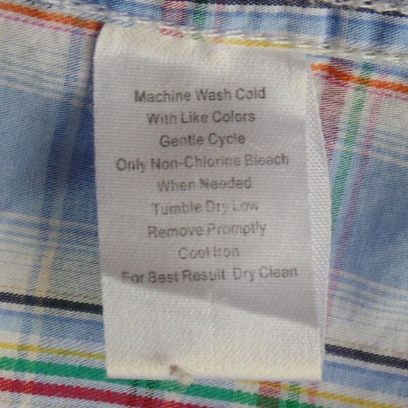 JAMES CAMPBELL Shirt, M, Blue Plaid, Short sleeves, Button down, Cotton - Picture 12 of 12